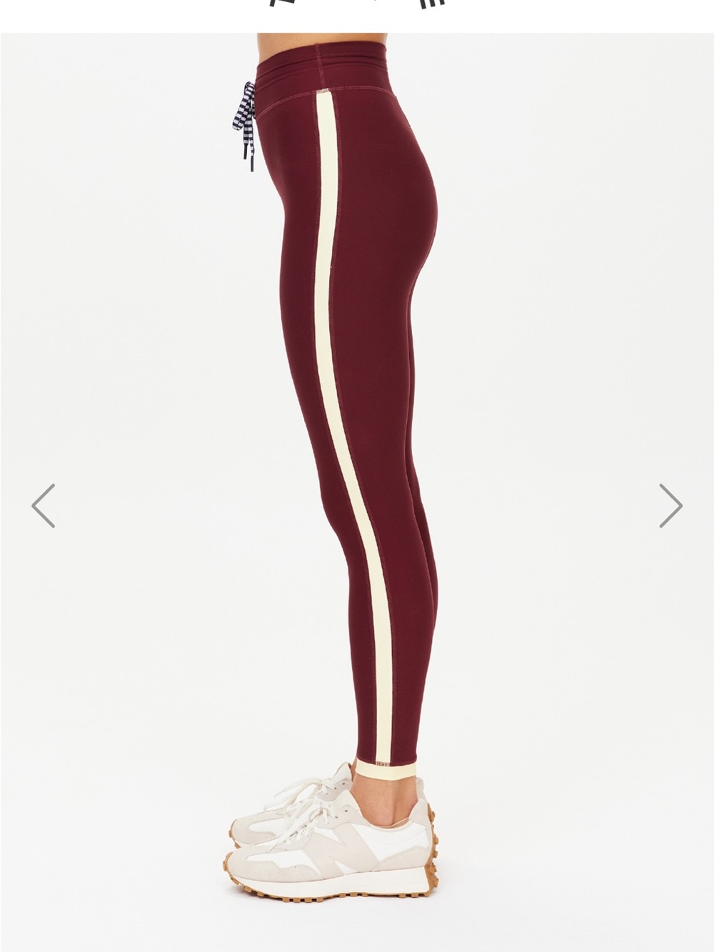 The Upside Burgundy Joggers with Yellow & Tan Side Stripes - Picture 3 of 10